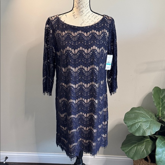 Jessica Howard Dresses & Skirts - Jessica Howard Lace Dress Size 16 NWT Navy Midi Wedding Guest Mother‎ of Bride